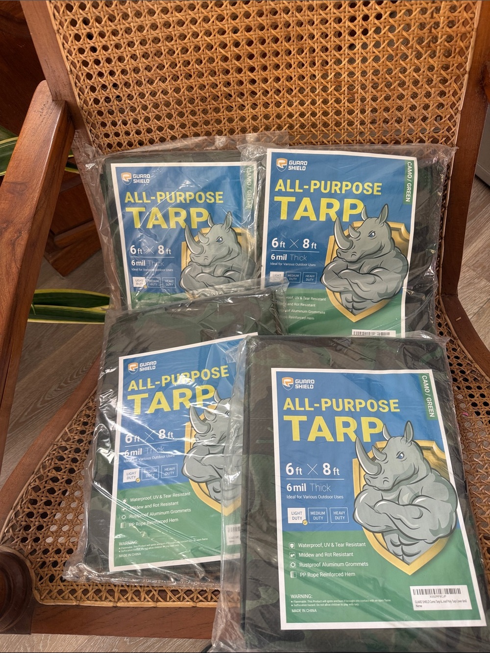 Camo/Green  All-Purpose Tarp — 6ft x 8ft